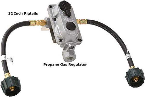 FLAME KING KT12ACR6 () 2-Stage Auto Changeover LP Propane Gas Regulator With Two 12 Inch Pigtails For RVs, Vans, Trailers FLAME KING KT12ACR6 () 2-Stage Auto Changeover LP Propane Gas Regulator With Two 12 Inch Pigtails For RVs, Vans, Trailers