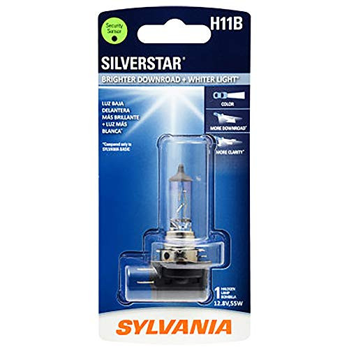 OSRAM SYLVANIA H11BSTBP SYLVANIA - H11B SilverStar - High Performance Halogen Headlight Bulb, High Beam, Low Beam and Fog Replacement Bulb, Brighter Downroad with Whiter Light (Contains 1 Bulb)