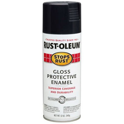 RUSTOLEUM 7779830 Rust-Oleum Gloss Black Stops Rust Spray Paint, Enamel, 12 fl. oz. Aerosol Can (Pack of 6)