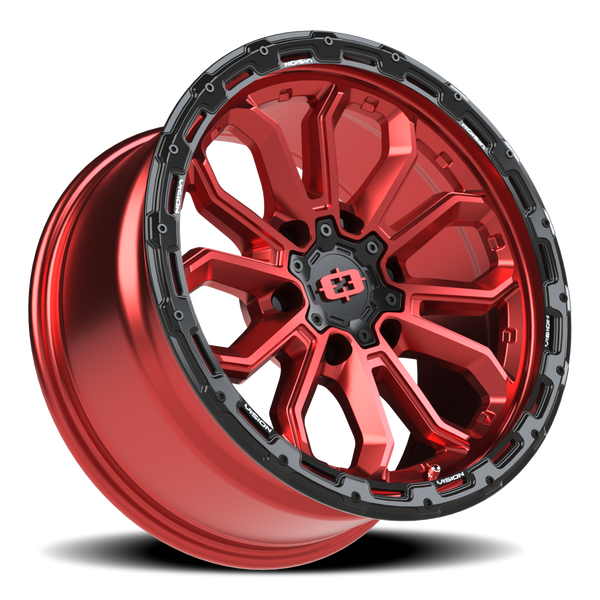 Vision Korupt 6x5.5 Wheel - Gloss Red/Gloss Black Lip Design