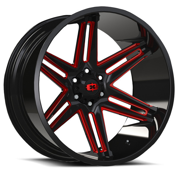 Vision Wheel 6-Lug 5.5-inch Gloss Black Machined Red Tint Wheel