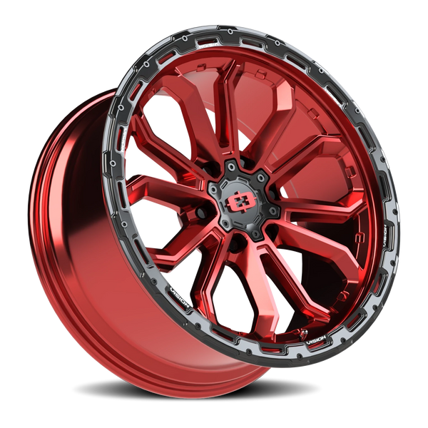 Vision Korupt 6x5.5 Wheel - Gloss Red/Gloss Black Lip Design