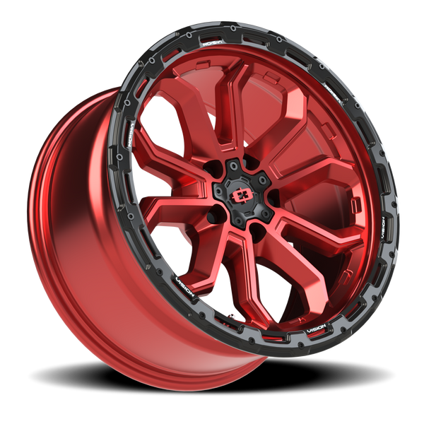 Vision Korupt 5x4.5 Wheel, Gloss Red/Gloss Black Lip