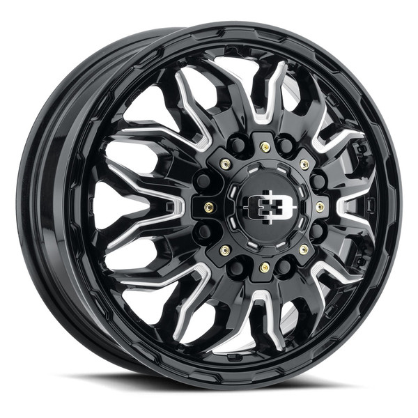 Vision Wheel 8x6.5 Korupt Dually Gloss Black Machined Finish Wheel