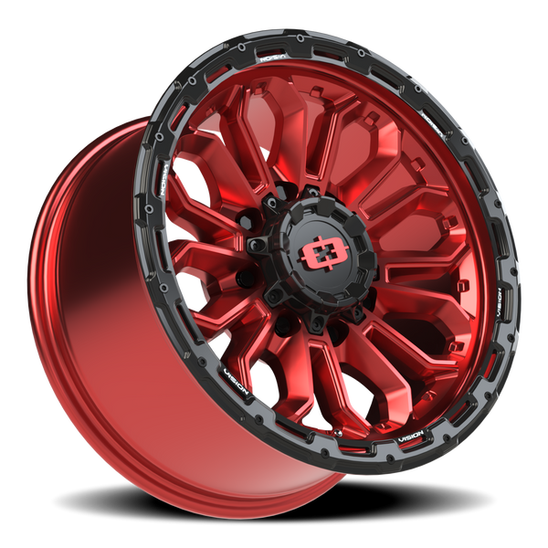 8x6.5 Vision Korupt Wheel – Gloss Red/Gloss Black Lip