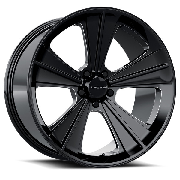 5x114.3mm Gloss Black Machined Vision Missile Wheel