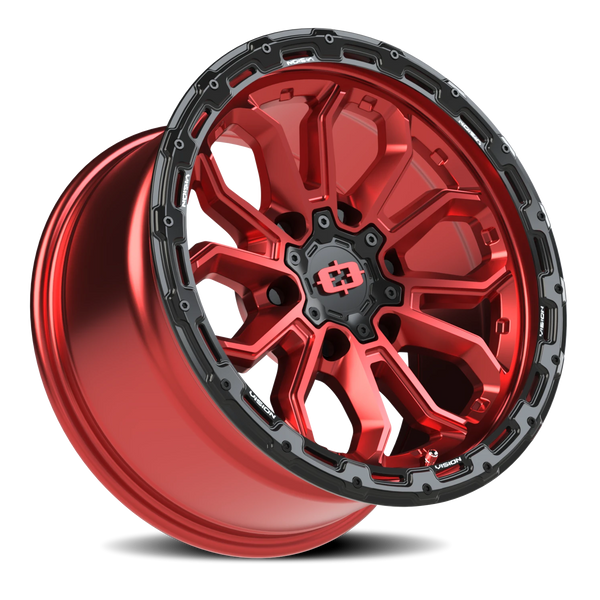 Vision Korupt 6-Lug Wheel – 6x135mm Gloss Red/Gloss Black Lip