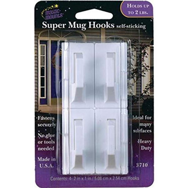 MAGIC MOUNTS 3710 SUPER MUG HOOK 4/PK WHT MAGIC MOUNTS 3710 SUPER MUG HOOK 4/PK WHT