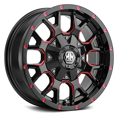 WHEEL GROUP 80158937BR WARRIOR (8015) BLK W/PRISM RED 18X9