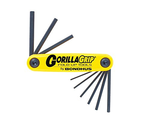 Bondhus BND12591 GorillaGrip Set of 9 Hex Fold-up Keys, sizes .050-3/16-Inch