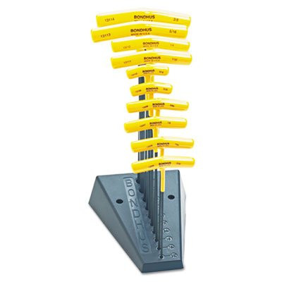 Bondhus BND13190 Balldriver 10-Piece T-Handle Hex Driver Set, SAE, w/Stand, Sold as 10 Each