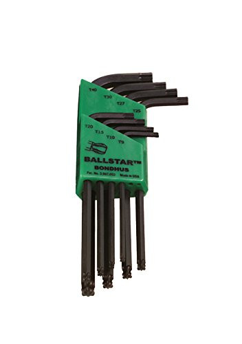 Bondhus BND11332 Set of 8 BallStar L-wrenches, sizes T9-T40