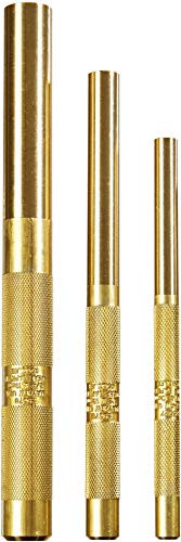 Munirater 3-Pack Brass Drift Punch Set - Knurled Roll Pin Punches 3