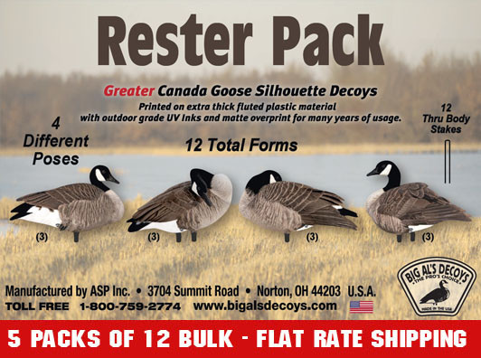 Rester Greater Canada Goose 5 Pack Bulk Silhouettes (60 Decoys) Rester Greater Canada Goose 5 Pack Bulk Silhouettes (60 Decoys)