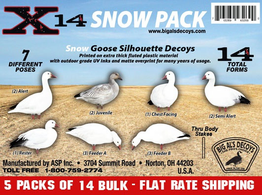 X14 SNOW 5 Pack Bulk Goose Silhouette Pack (70 Decoys) X14 SNOW 5 Pack Bulk Goose Silhouette Pack (70 Decoys)
