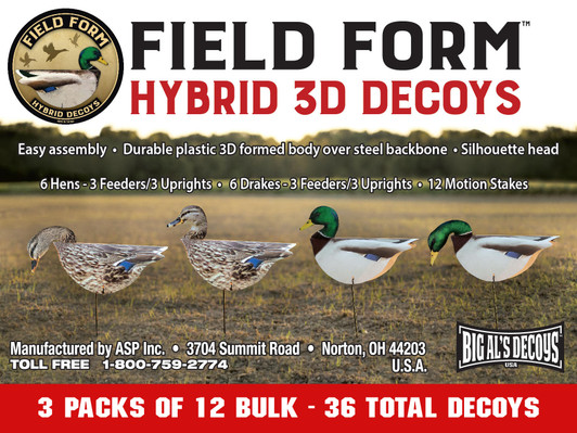 Field Form Hybrid 3D Mallard Decoys - 3 Pack Bulk (36 decoys) Field Form Hybrid 3D Mallard Decoys - 3 Pack Bulk (36 decoys)
