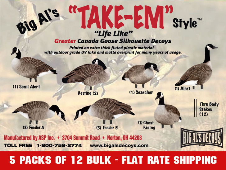 Greater 5 Pack Bulk Canada Goose Silhouettes (60 Decoys)