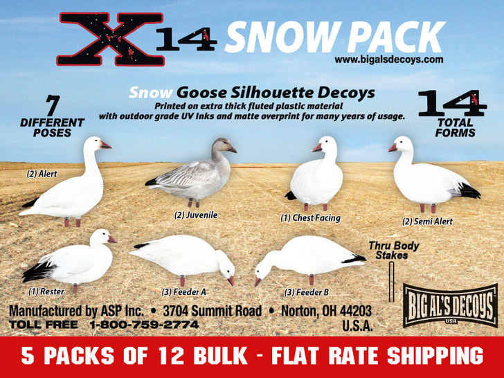 X14 SNOW 5 Pack Bulk Goose Silhouette Pack (70 Decoys)