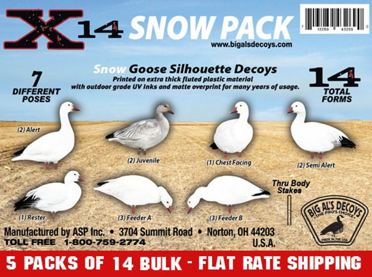 X14 SNOW 5 Pack Bulk Goose Silhouette Pack (70 Decoys)