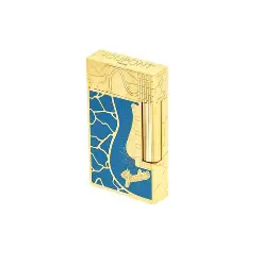 S.T. Dupont x Fender Lacquered Lighter Blue Yellow Gold with Necklace
