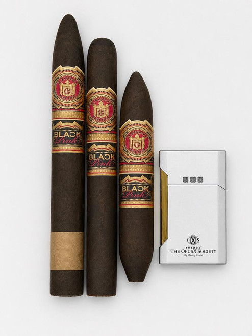 Arturo Fuente Black Pink Vintage Sampler- Gold n Bullet Lighter Silver
