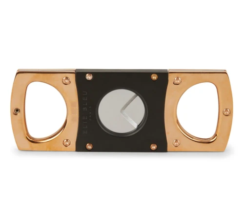 Elie Bleu Cigar Cutter Two Tone Double Blade Rose Gold & Black