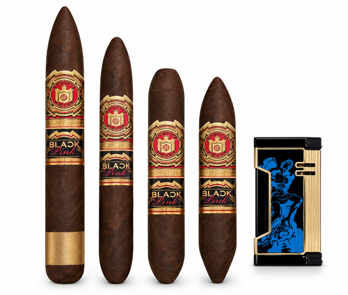 Arturo Fuente Black Pink Sampler + Prometheus 2024 Never Back Down Blue/Black Lighter