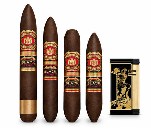 Arturo Fuente Black Pink Sampler + Prometheus 2024 Never Back Down Gold/Black Lighter
