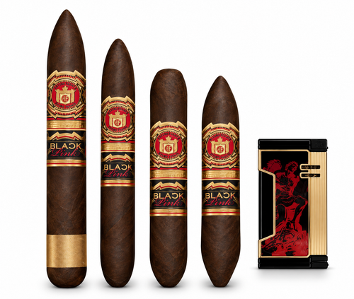 Arturo Fuente Black Pink Sampler + Prometheus 2024 Never Back Down Red/Black Lighter