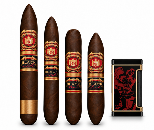Arturo Fuente Black Pink Sampler + Prometheus 2024 Never Back Down Ultimo Red/Black Lighter