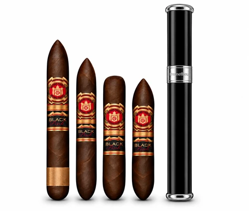 Arturo Fuente Black Pink Sampler + Prometheus Metal Cigar Tube Black Lacquer