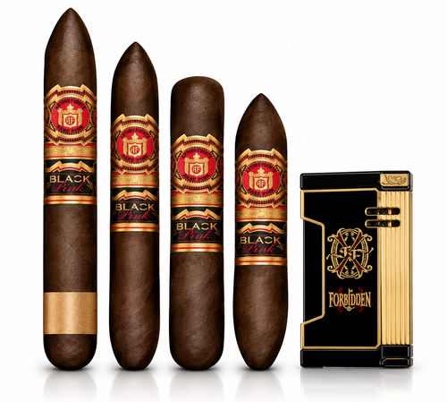 Arturo Fuente Black Pink Sampler + Prometheus Magma X 2024 Rare Black Black/Gold Lighter