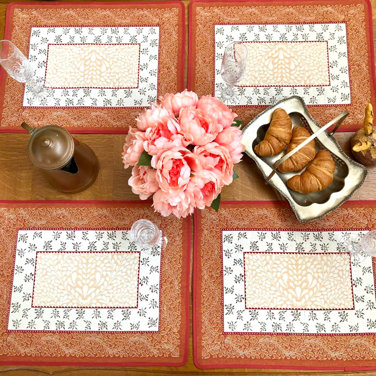 AUBRAC Orange Jacquard Tapestry Style Placemat Made in France