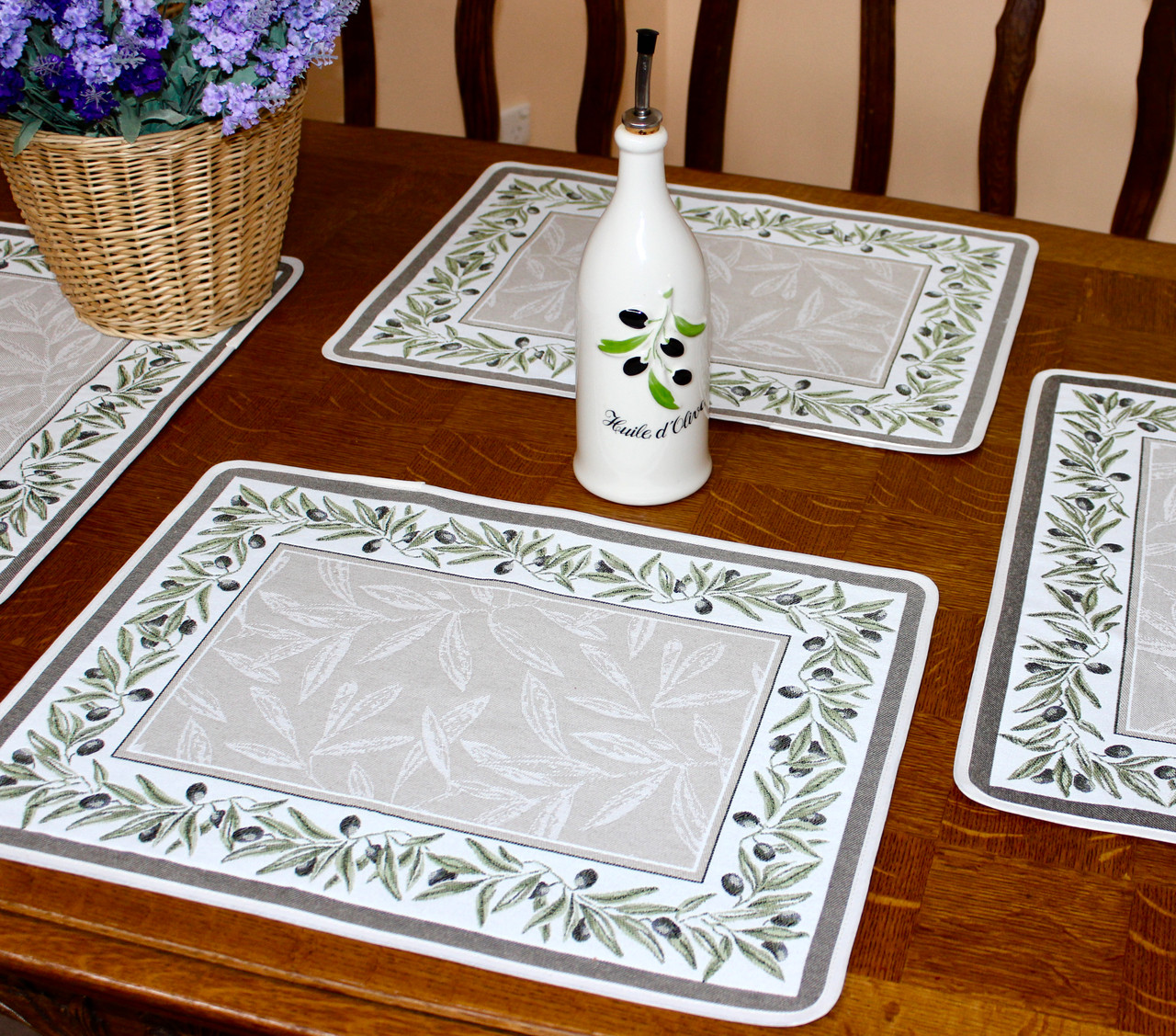 Auriol Green Jacquard Tapestry Style Placemat Made in France