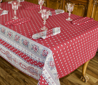 Marat Avignon Bastide Burgundy 155x350cm 12Seats French Tablecloth Made in France