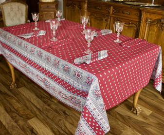 Marat Avignon Bastide Burgundy 155x350cm 12seats COATED French Tablecloth Made in France