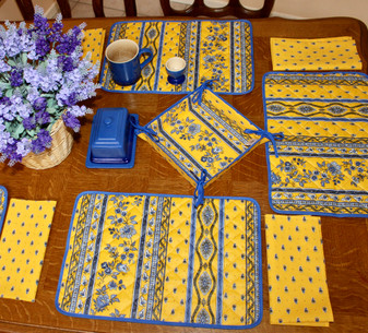 Marat Avignon Yellow Quilted Placemat COATED Made in France