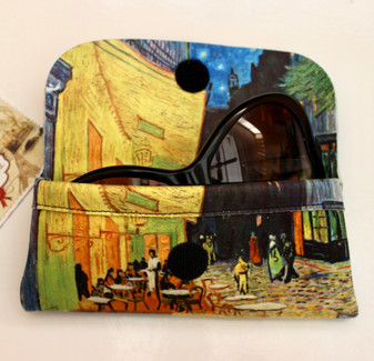 Vincent Van Gogh Cafe Terrace at Night Soft Velour Glasses  Case Made in France