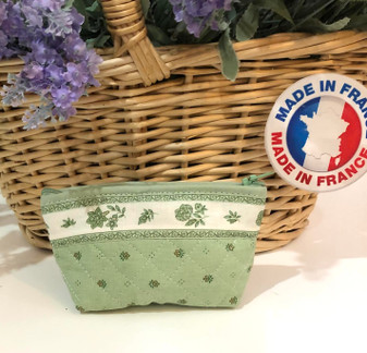 Coin/Cosmetic Bag Calissons Green/Ecru Made in France