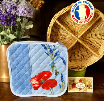 Pot Holder Poppy Light Blu  Made in France