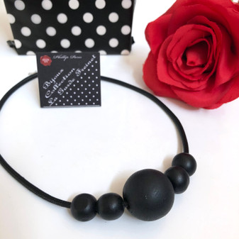 Black Wood Necklace 22cm long +5cm extension