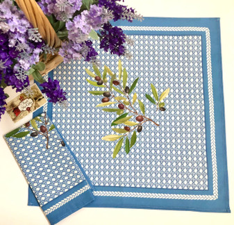 Nyons Blue/White Serviette Napkin Made in France