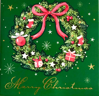 Christmas Card 10x10cm green wreth