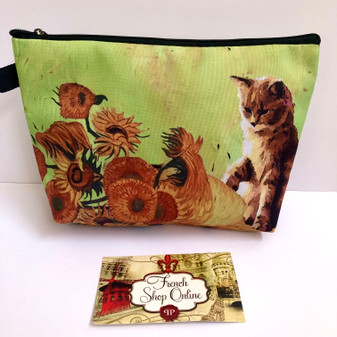 Cat and Fallen Sunflowers Cosmetic bag