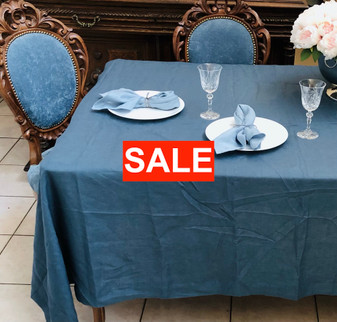 145x245cm French Linen Rectangul Table Cloth 8Seats- Navy