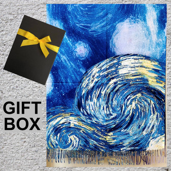 Vincent van Gogh Starry Night Fragment Art Thick Soft Shawl Scarf  in Giftbox