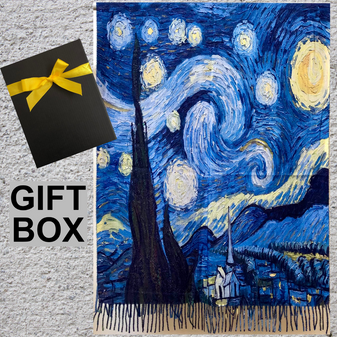 Vincent van Gogh Starry Night Vertical Art Thick Soft Shawl Scarf  in Giftbox