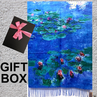 Claude Monet Nympheas Azure no4 Art Thick Soft Shawl Scarf  in Giftbox