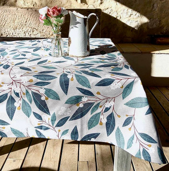 Abelia 150x300cm 10 seats Thick COATED French Tablecloth Made in France