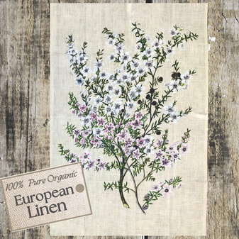 White Boronia 100% European Linen Tea Towel